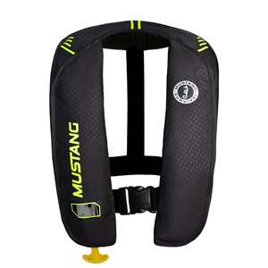 Mustang MIT 100 Inflatable Manual PFD - Black/Flourescent Yellow-Green